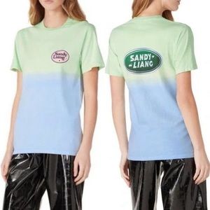 Sandy Liang Dippy Tie Dye T-Shirt Short Sleeve Light Green & Blue Tee Drippy szS